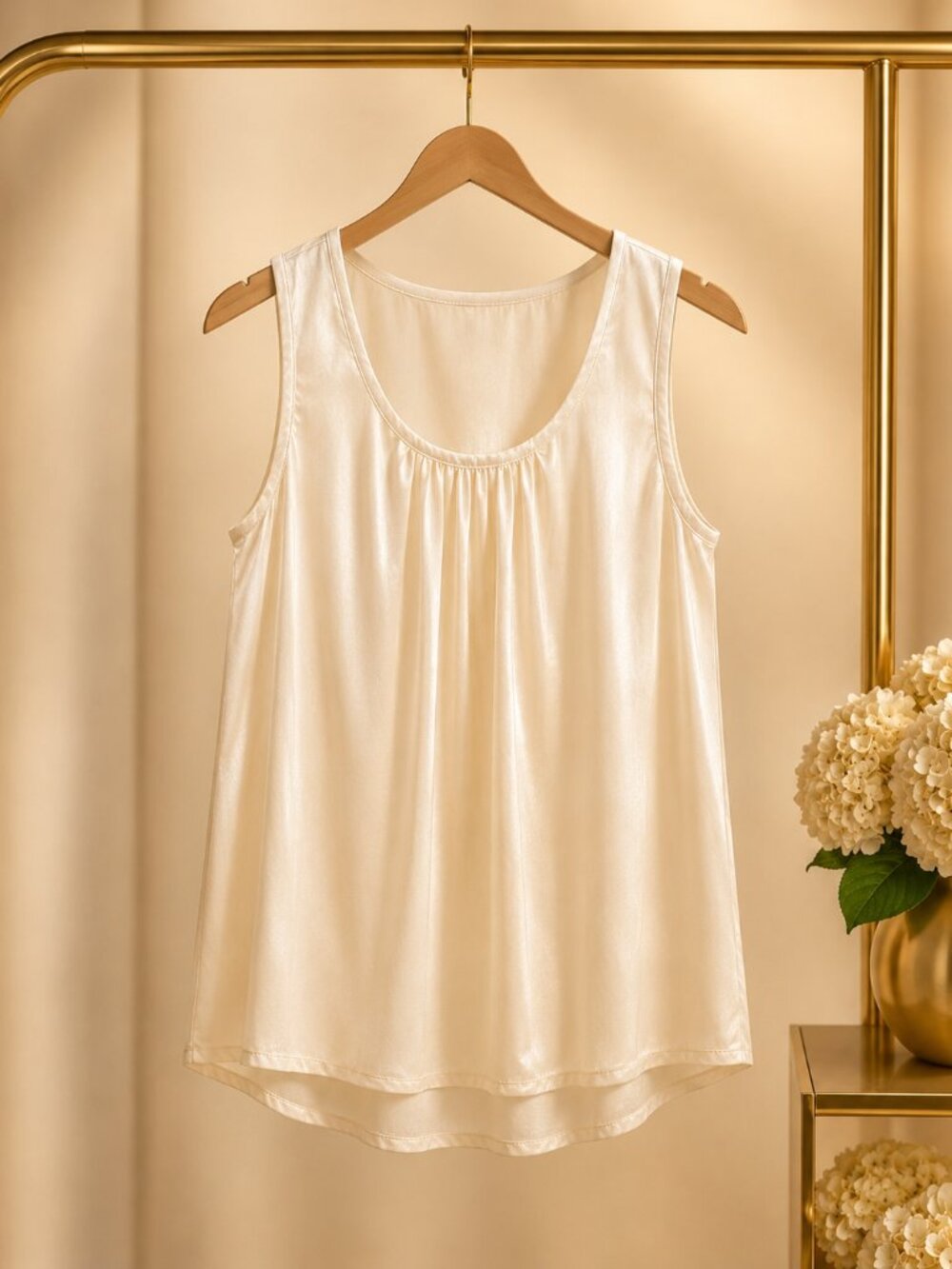 Antonio Melani 100% Silk Camisole XS Cream Pleated Office Workwear Blouse